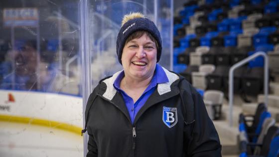 Professor Lynn Wolf in the Bentley Arena 