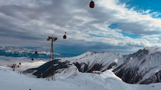 Ski lift over mountains