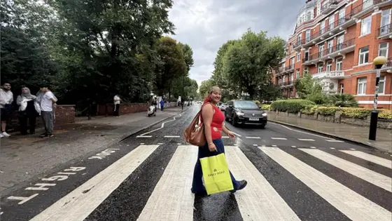 A person crossing the street