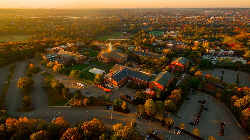 Campus aerial in the fall