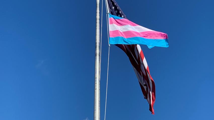 Transgender flag at Bentley University