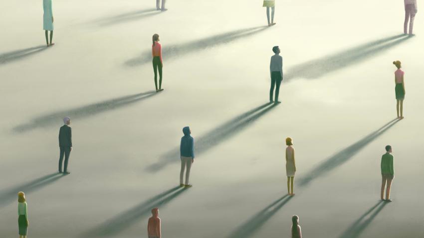 Illustration of people socially distanced