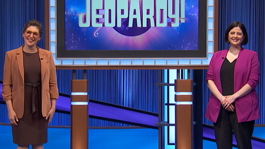 Molly on the set of Jeopardy