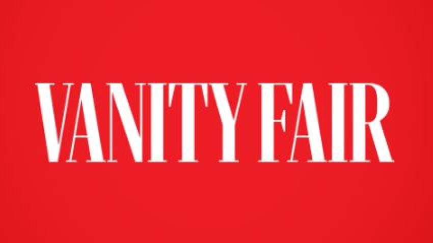 Vanity Fair logo, with periodical's full name in white letters on red background
