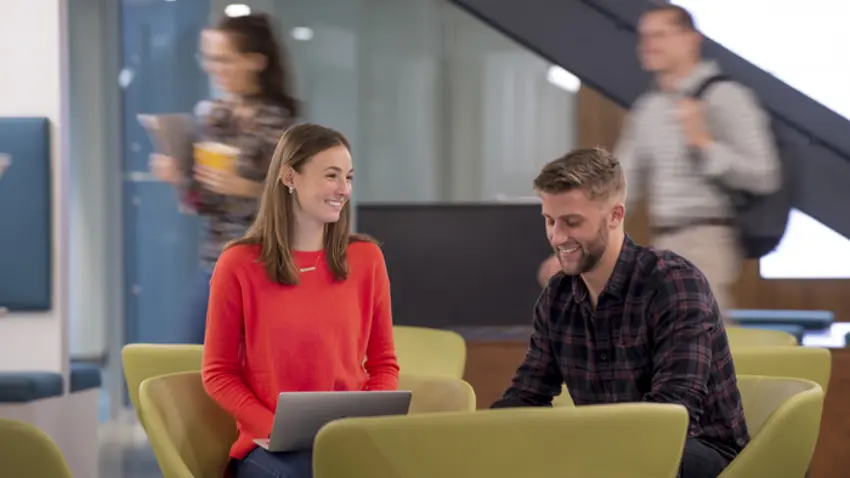 Male and Female Graduate Student in a Casual Study Session