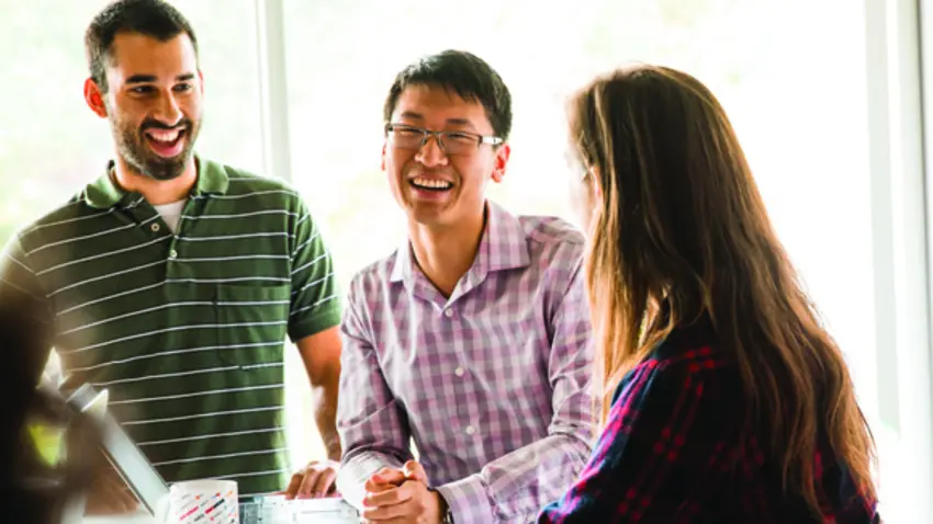 students at an internship