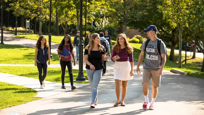Students walking on campus