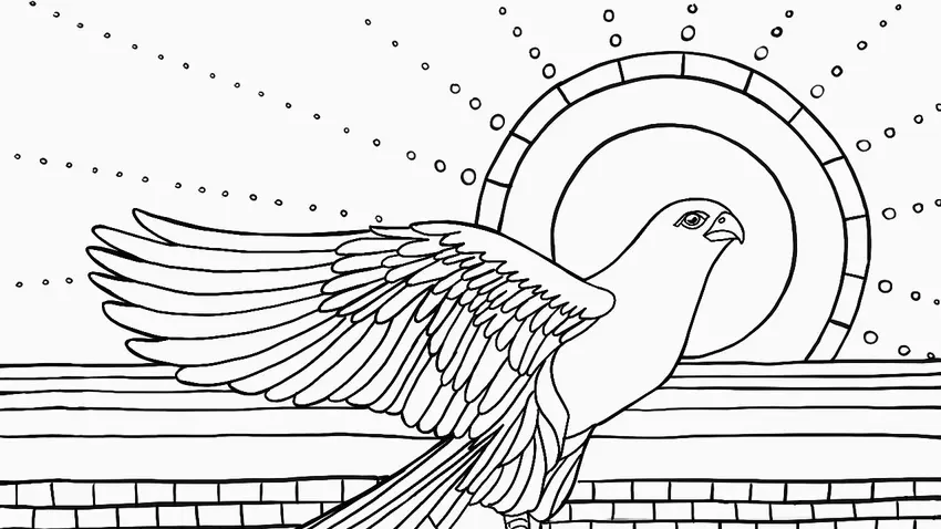 Coloring page of Falcon statue