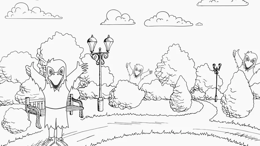Coloring page of Flex on campus