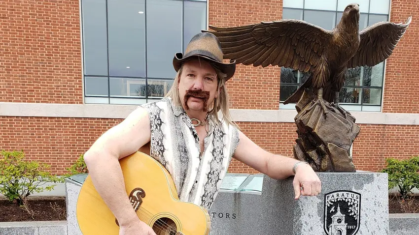 Bentley University Police Officer Travis Rixford dressed as Falcon King