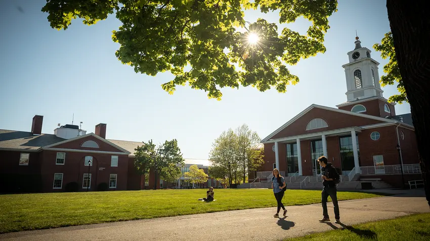 university shot of campus and library