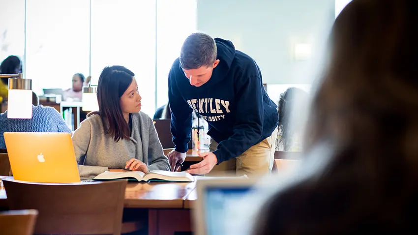 two students study together