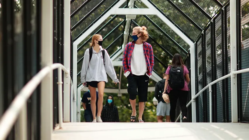 Students walking on campus