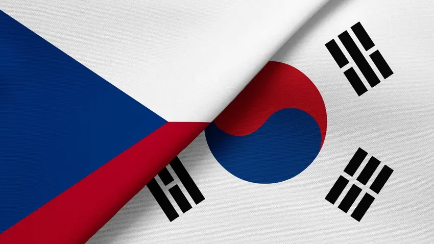 Overlapping flags of Czech Republic and South Korea