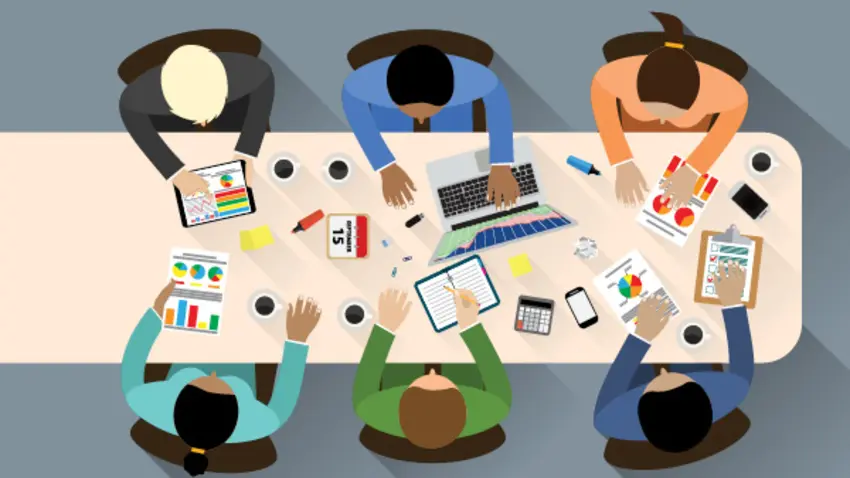 Illustration people around a table