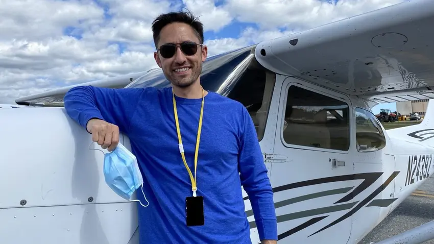 Geoff in front of a plane