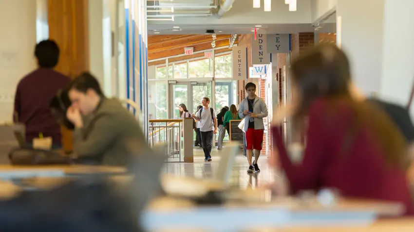 Students in the student center