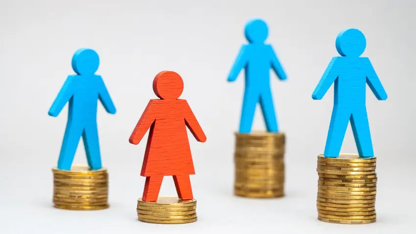 illustration of characters standing on coins