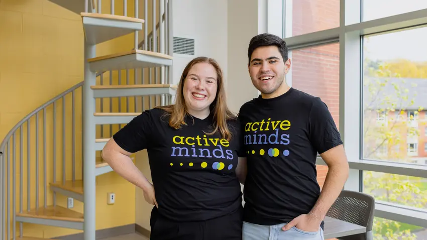 Ellie MacMillan and Joe Maselli wearing Bentley Active Minds tshirts