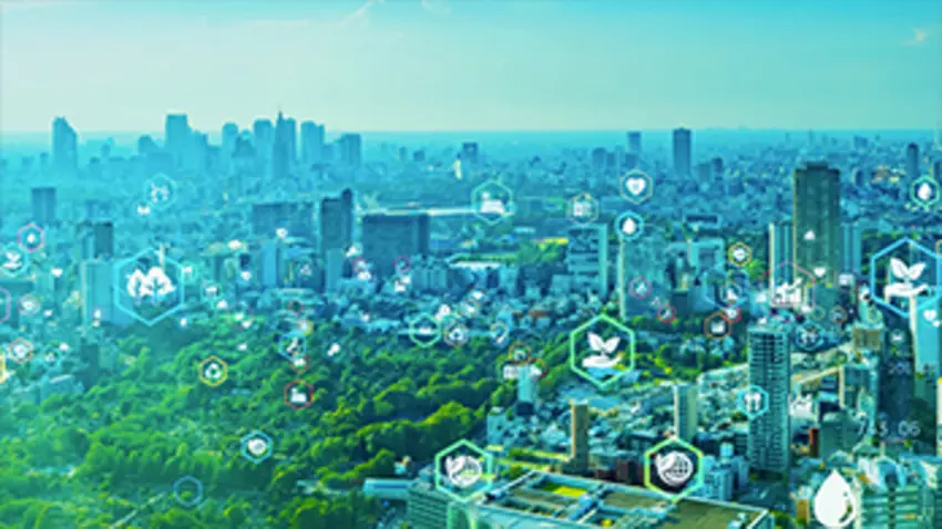 Cityscape with digital details