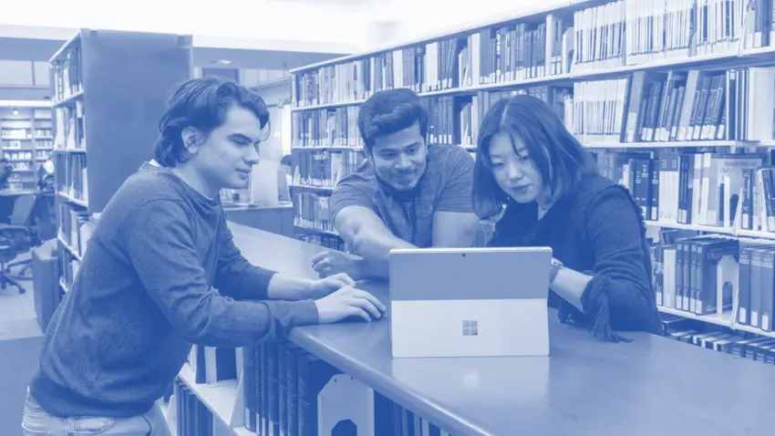 Bentley students in library