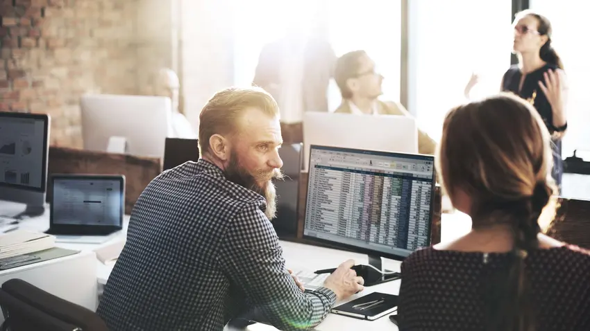 people working in an office