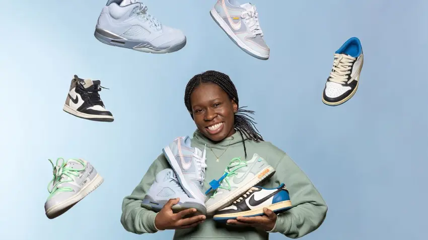 Sneaker entrepreneur Breanna Durand poses with her favorite sneakers