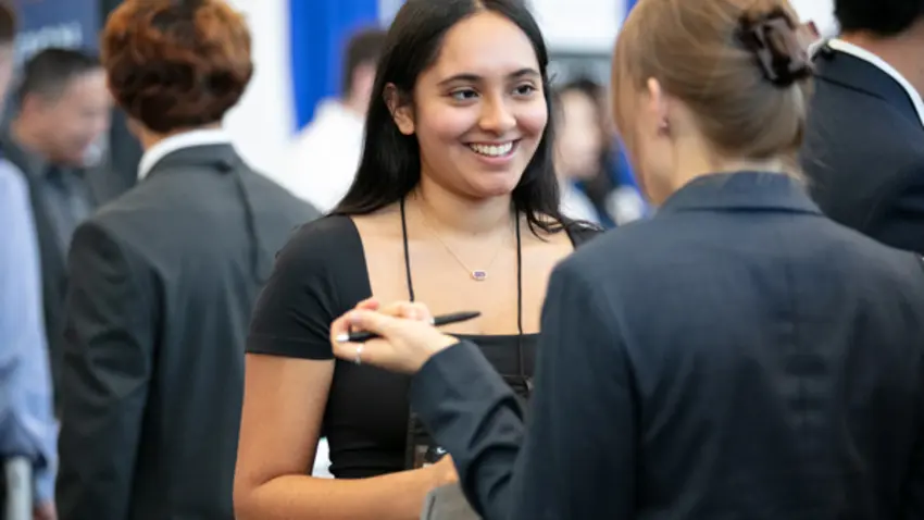 student at career fair