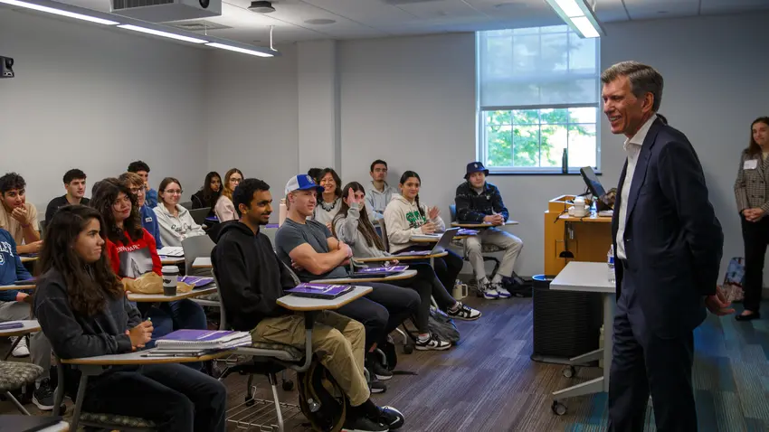 KPMG CEO Paul Knopp engages with Bentley students