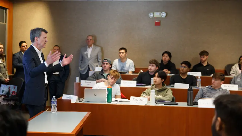 KPMG CEO Paul Knopp engages with Bentley students