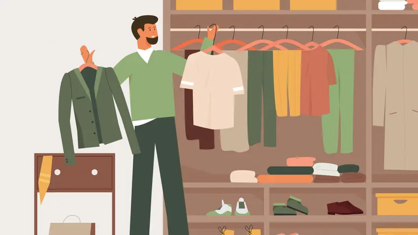 illustration of a man holding a shirt