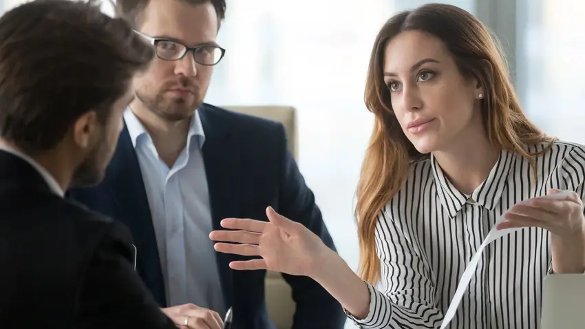 respectful disagreement between two business professionals