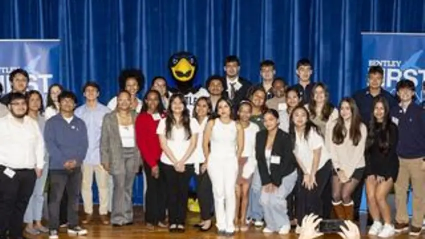 First Falcon Students on stage for pinning ceremony