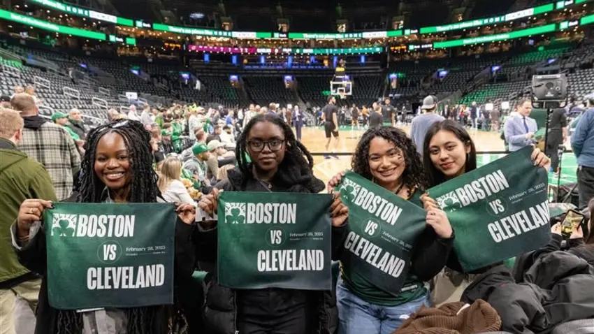 Students at the Bentley Celtics career day