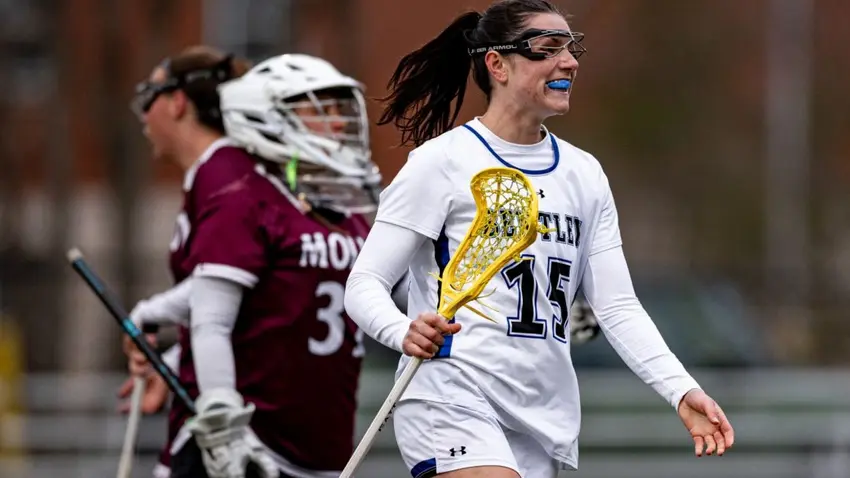 Bentley Women's Lacrosse player Amber Kiricoples on the field during a game
