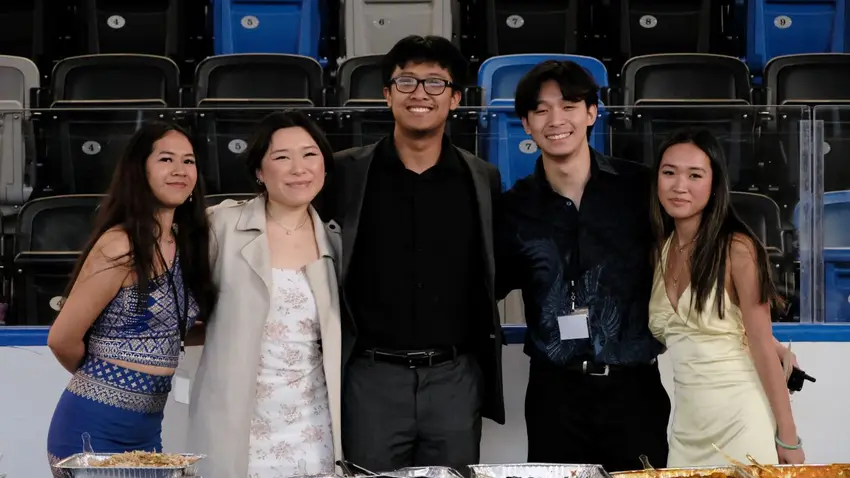 Attendees pose at the Asian Culture Gala, sponsored by the Bentley Asian Students' Association