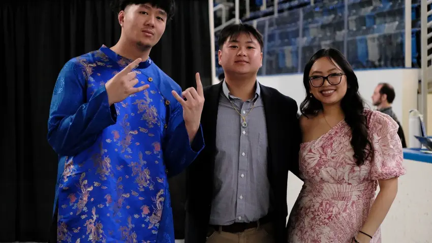 Attendees pose at the Asian Culture Gala, sponsored by the Bentley Asian Students' Association