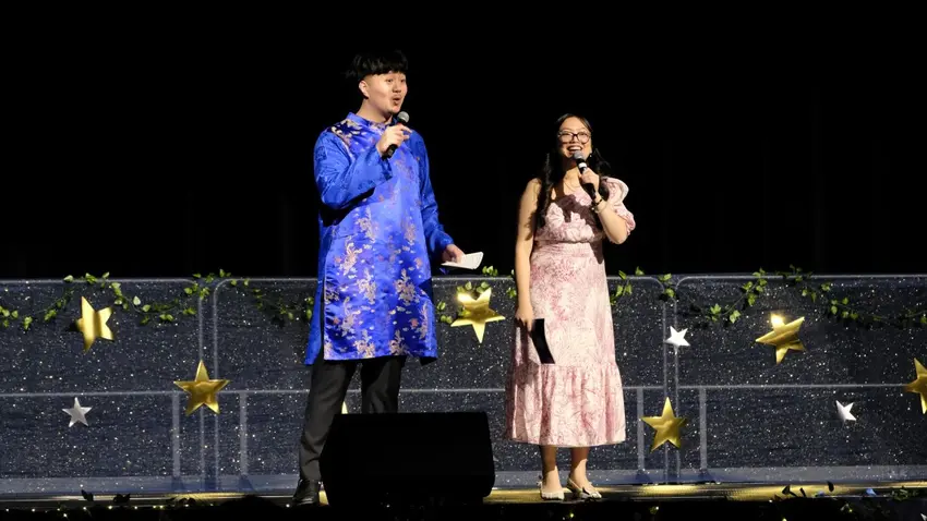 Performers on stage at the Asian Culture Gala, sponsored by the Bentley Asian Students' Association