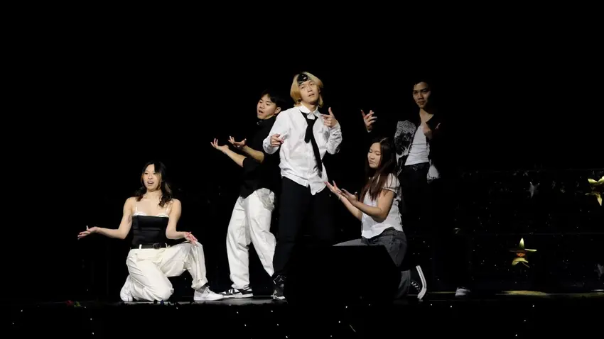 Performers on stage at the Asian Culture Gala, sponsored by the Bentley Asian Students' Association