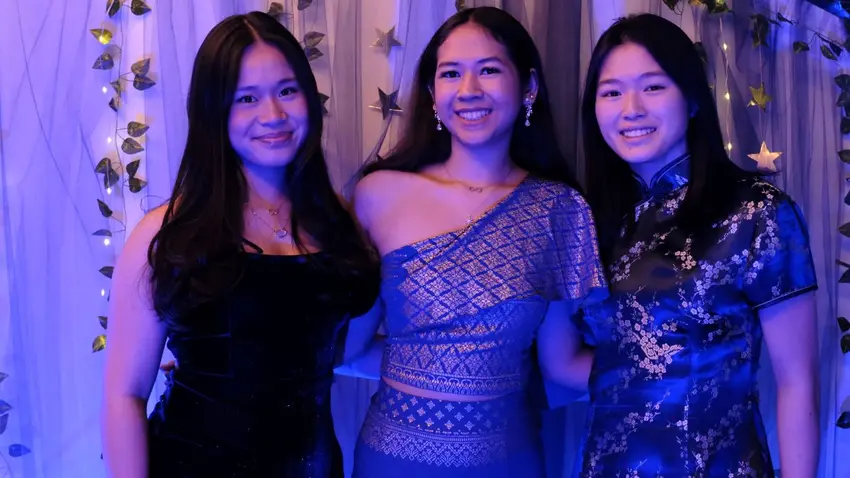 Attendees pose at the Asian Culture Gala, sponsored by the Bentley Asian Students' Association