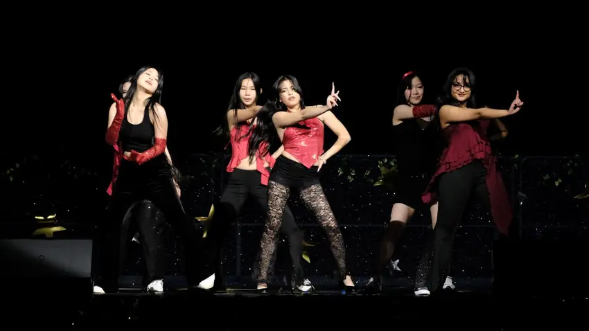 Performers pose on stage at the Asian Culture Gala, sponsored by the Bentley Asian Students' Association
