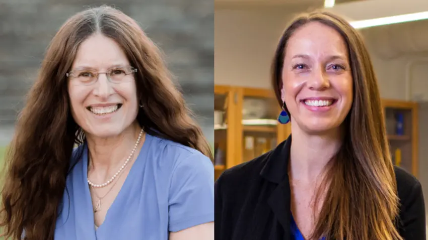 Composite photo featuring headshot of Bentley professors Tamara Ledley and Betsy Stoner