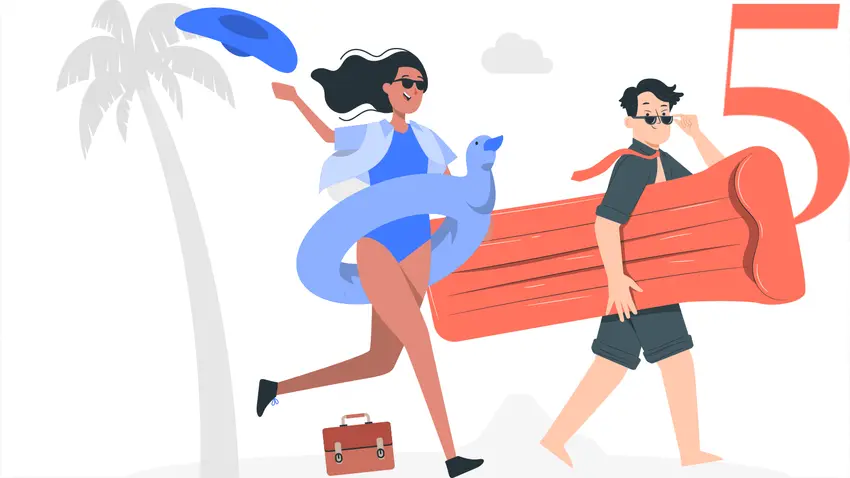 illustration of two people on vacation