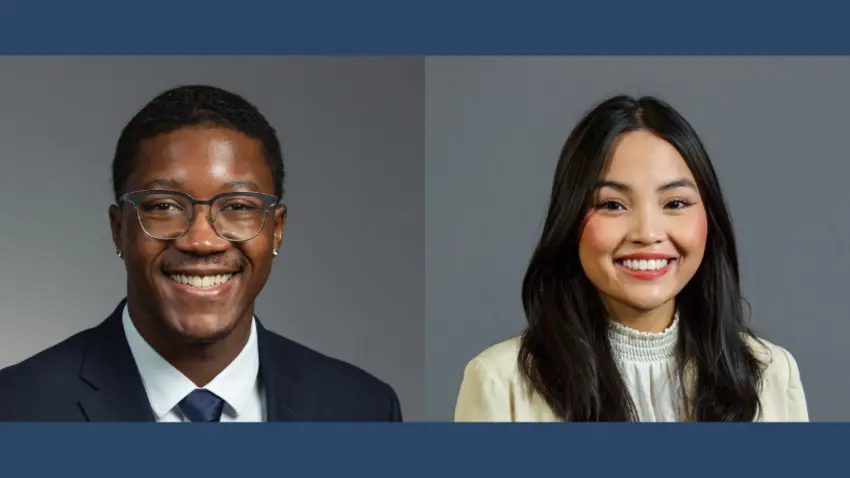 Bentley students Shayne Williams and Julianne Tejada