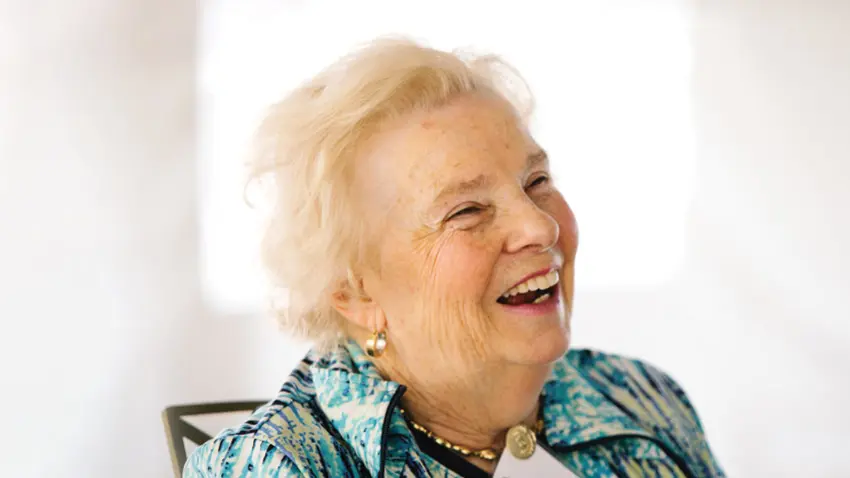 a woman laughing