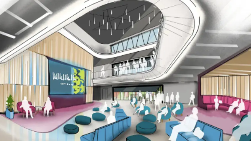 a mockup of the renovated Adamian Academic Center