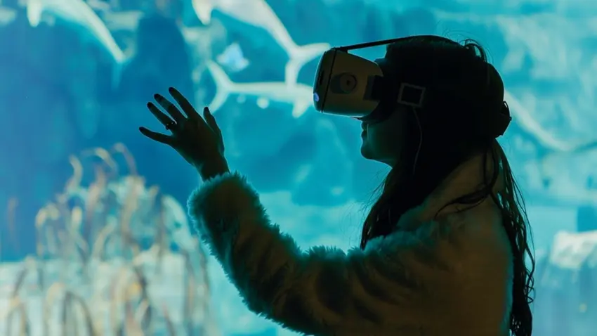 woman using VR
