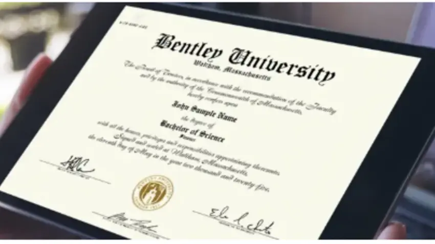 A digital certificate of a diploma