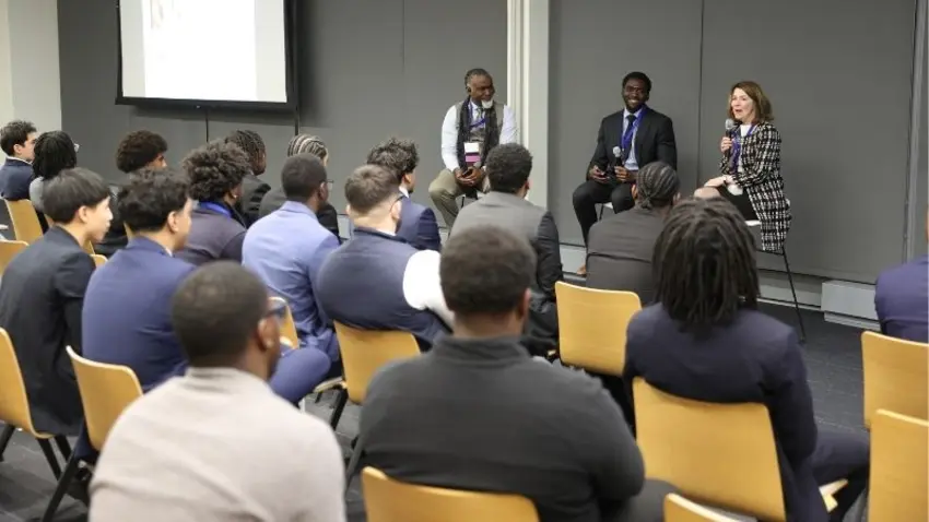 Attendees listen to a panel at the Bentley Mankind Movement annual networking conference