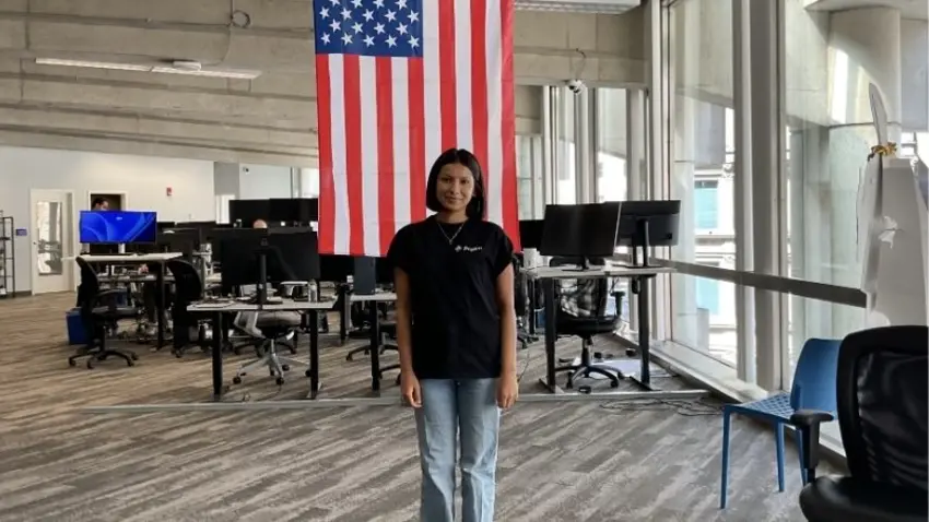 Rhea Oswal ’26 on the job at Pryzm offices